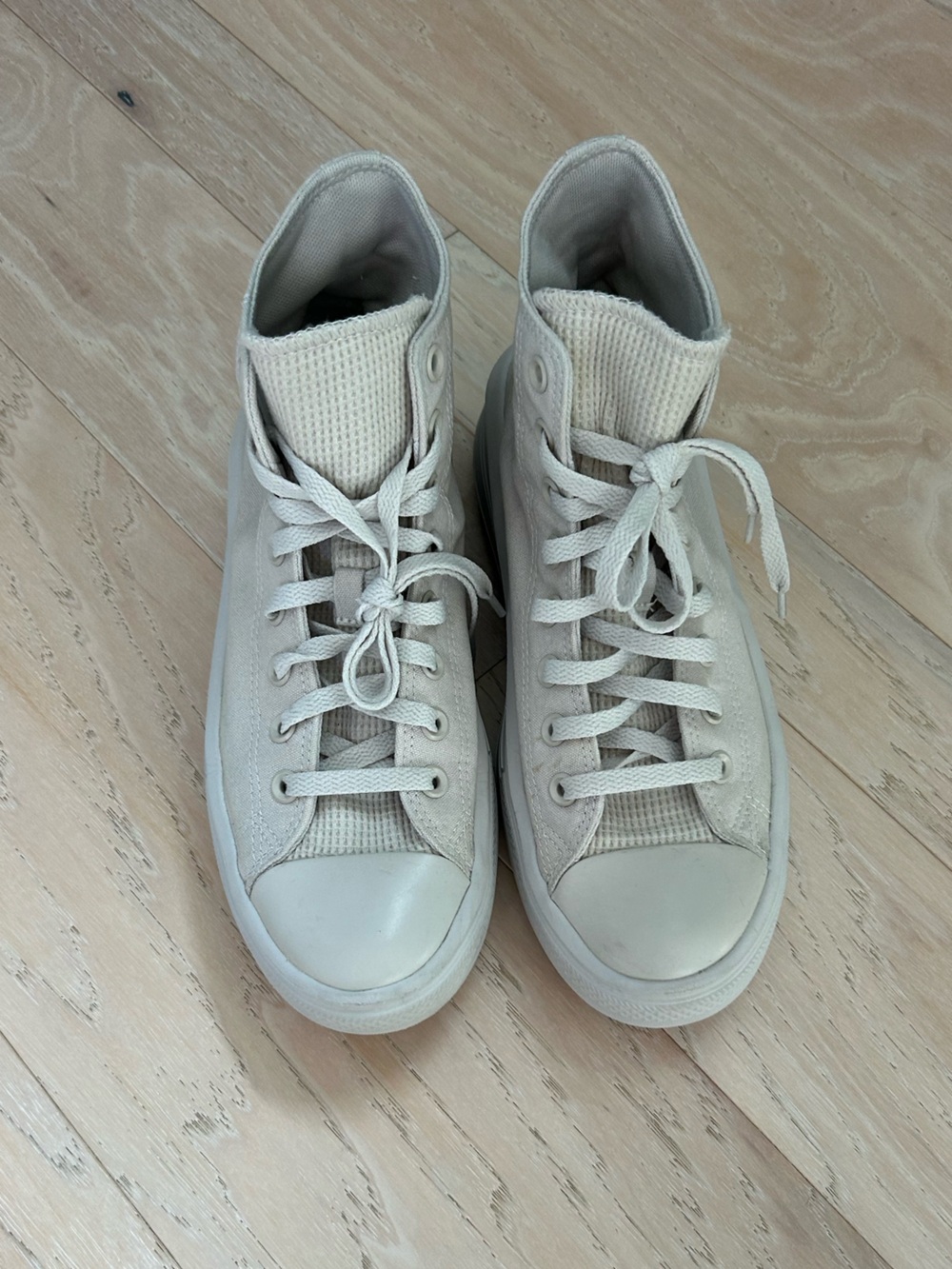 High-Top Canvas Sneakers in Cream